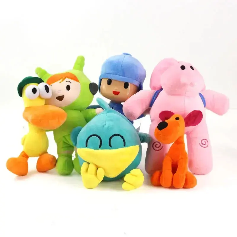 Cute Collectibles Pocoyo Set Soft Plush Animal Mascot Stuffed Toys - Baby Character Stuffed Toys Including P Youyou, Barto Duck, Puppy Lula, Aili Elephant Doll for Birthday Gifts, Holiday Gifts