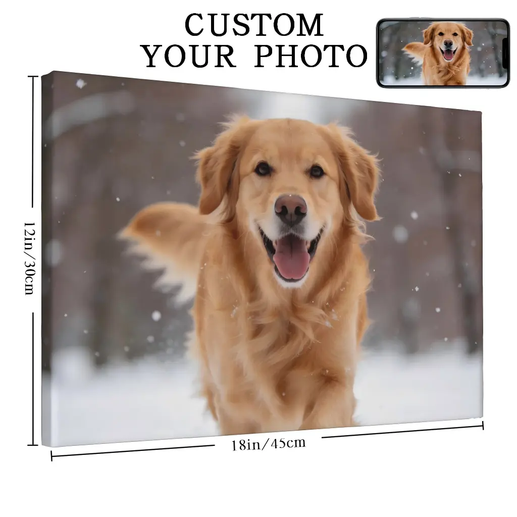 Custom Portrait Canvas Print, Upload Your Photo Personalized Wall Art, Family Couple Pet Custom Photo Canvas, Unique Memorial Gift for Home Decor
