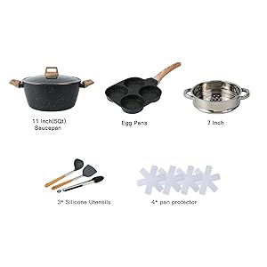 16PCS Pots and Pans Set Non Stick Cookware Set Nonstick with Cooking Set: Home & Kitchen