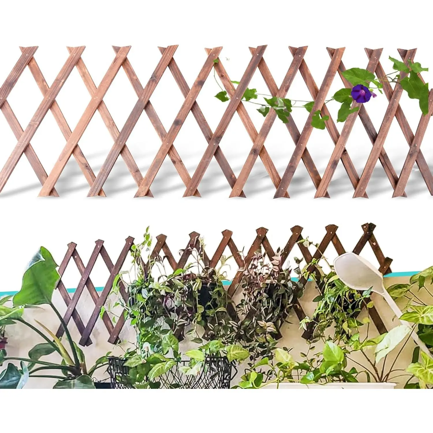 Wooden Lattice Panels for Outside 1Pack, 75"x11.8" Expandable Wood Lattice Fence Wall Garden Trellis Frame for Climbing Plants Outdoor Vine Ivy Rose Patio Room Decorative