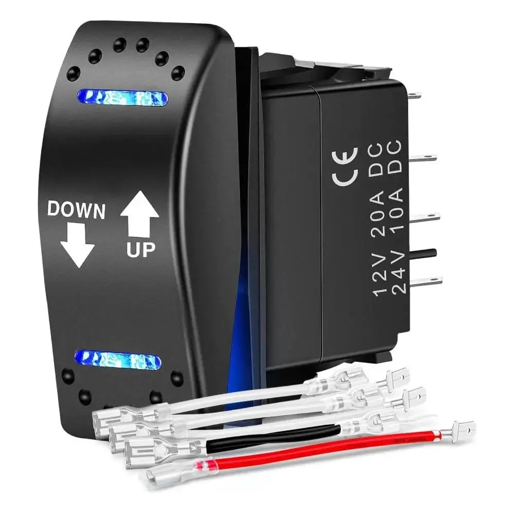 Nilight Vertical 7-Pin DPDT On/Off Momentary Down-Up Rocker Switch - Blue, Waterproof, Scratch-Proof, Universal Fit for All Cars, Trucks, Jeeps, Campers, Motorcycles, Yachts