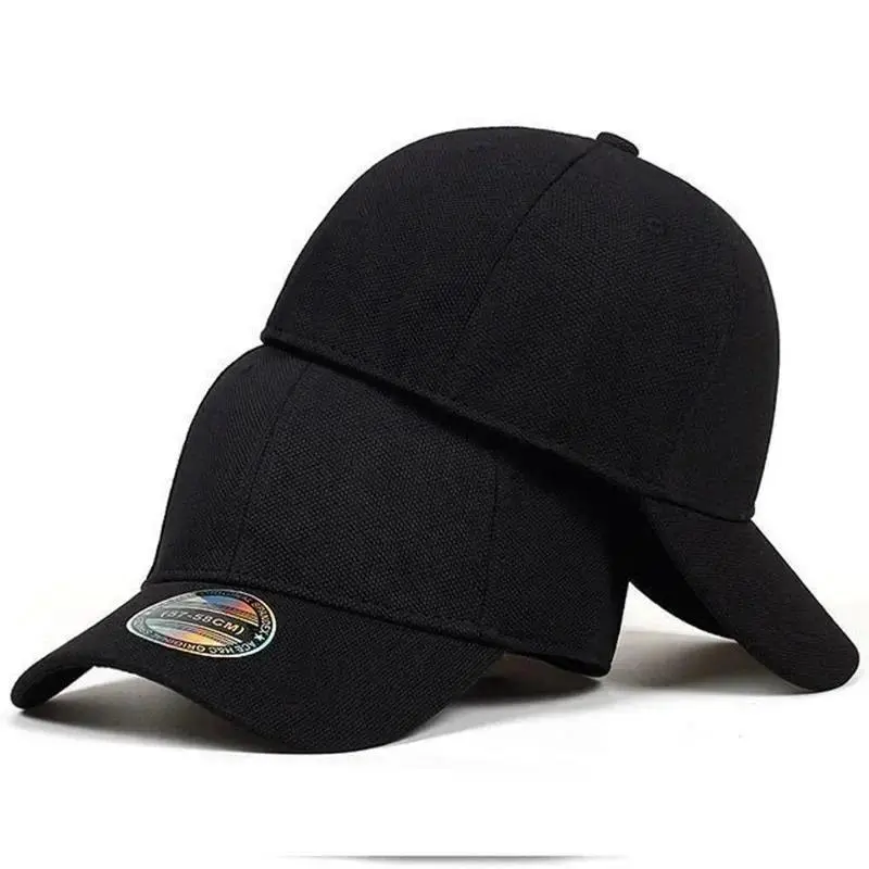 Classic Black Baseball Cap, Structured Unisex Minimalist Design with Adjustable Strapback, Breathable & Lightweight for Outdoor Sports, Fits 57-58cm, 57Cm To 58Cm