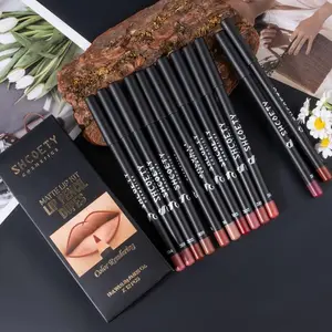 Easy Coloring Lip Liner Pencil Set, 12pcs/box Matte Finish Lip Liner, Suitable for All Occasions Lip Makeup, Cosmetic