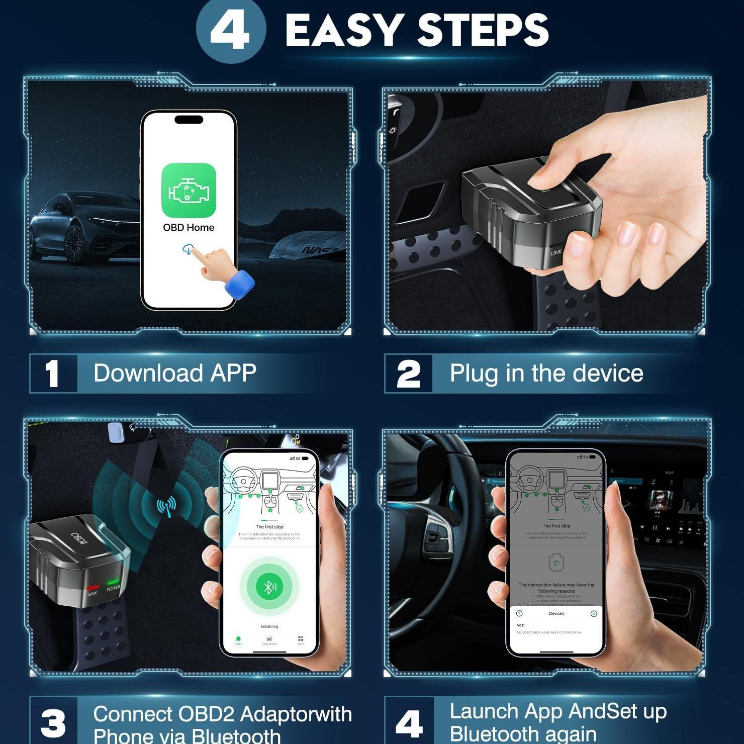 OBD2 Scanner Reader, Wireless Auto Diagnostic Scan Tool, Bluetooth-compatible Car Code Reader, Vehicle Diagnostic Scanner, Car Check Engine Diagnostic Tool, Automotive Diagnostic Scanner