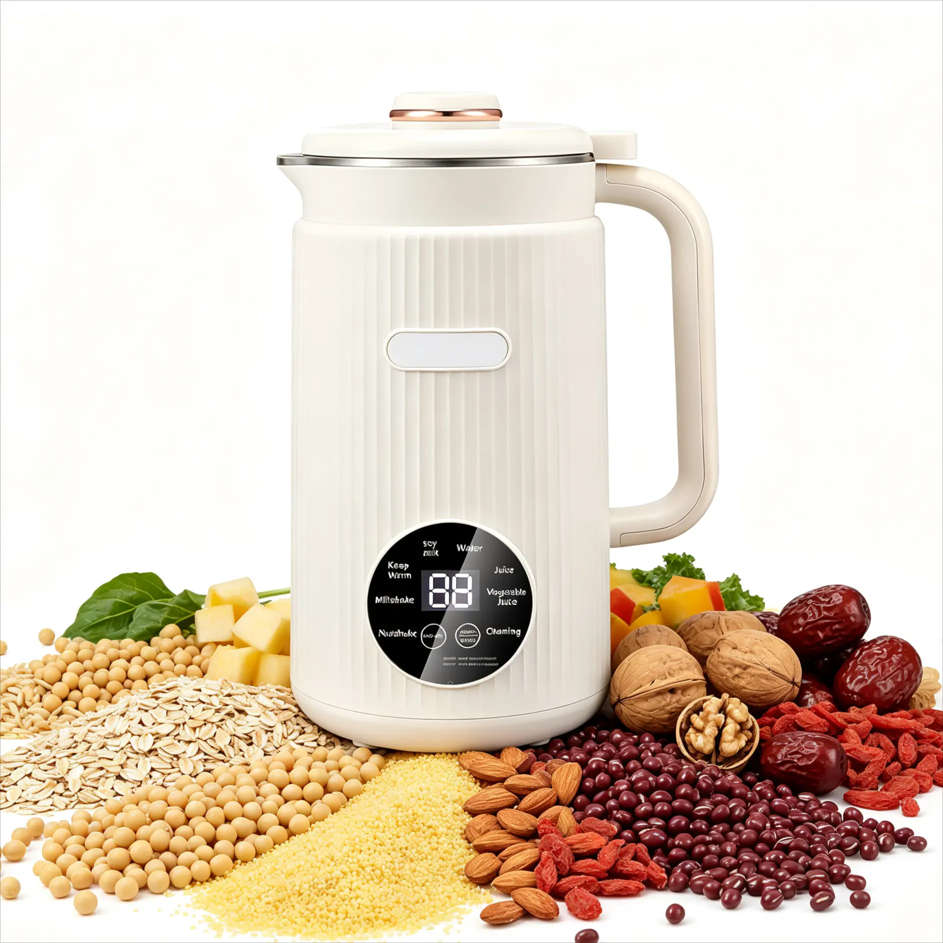 8-in-1 Multifunctional Automatic Nut Milk Machine&Coffee Maker, 40oz Auto Self-Cleaning, Delay Start, Keep Warm, Boil Water – Stainless Steel-SummerVibes
