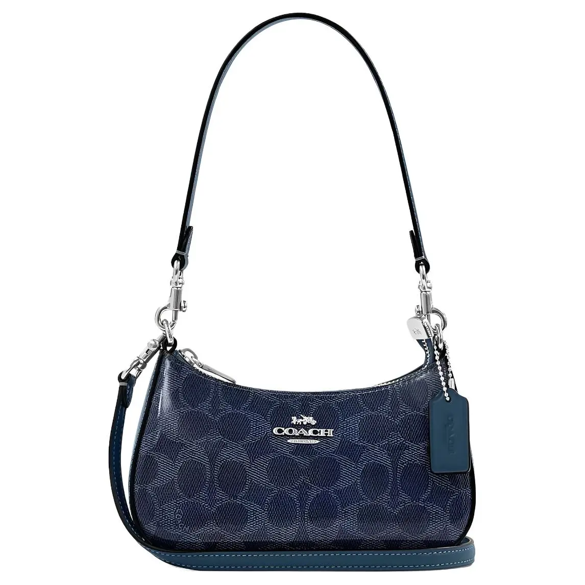 COACH Teri 19 Signature Logo Coated Canvas Crossbody Bag for Women, Small, Blue