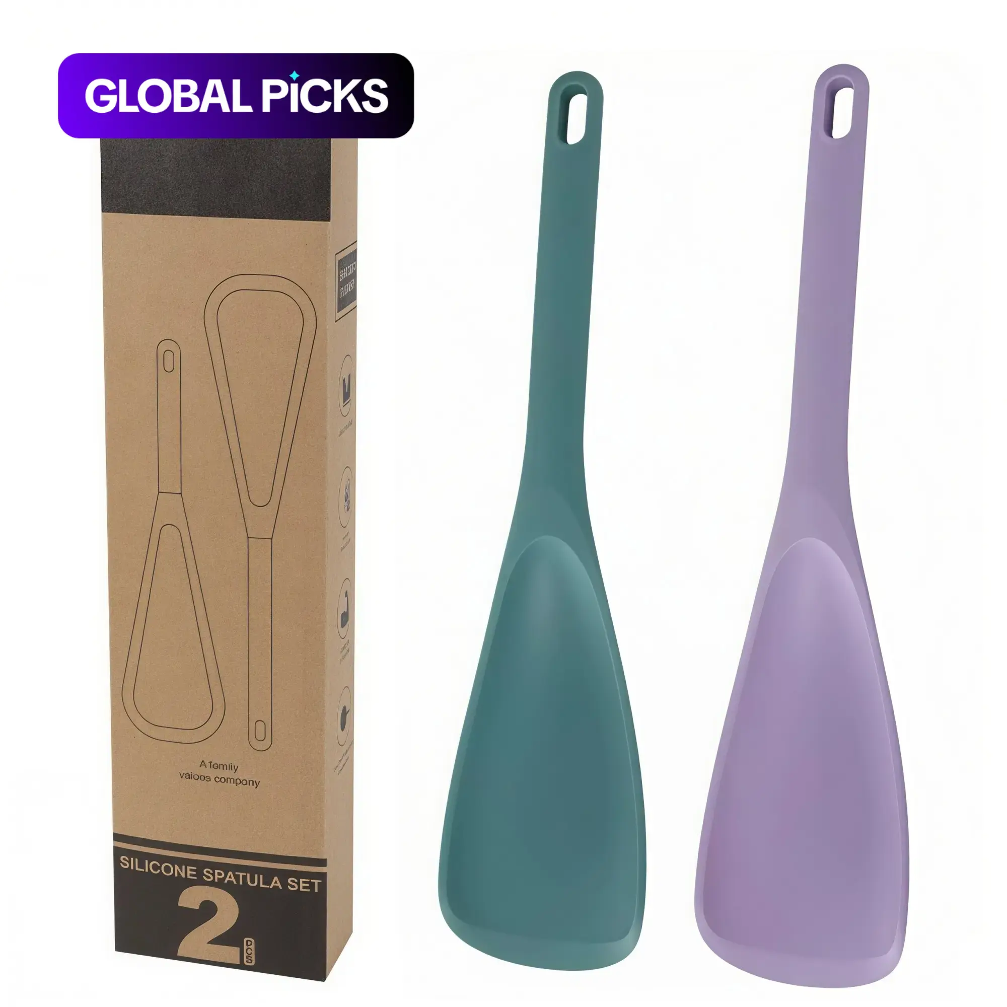 Pack of 2 Cooking Spoons for Non stick Cookware, Multifunction Spatula Spoon BPA-Free, One-Piece Design, Suitable for Scooping, Scraping, Serving and Mixing, Silicone Cooking Utensils