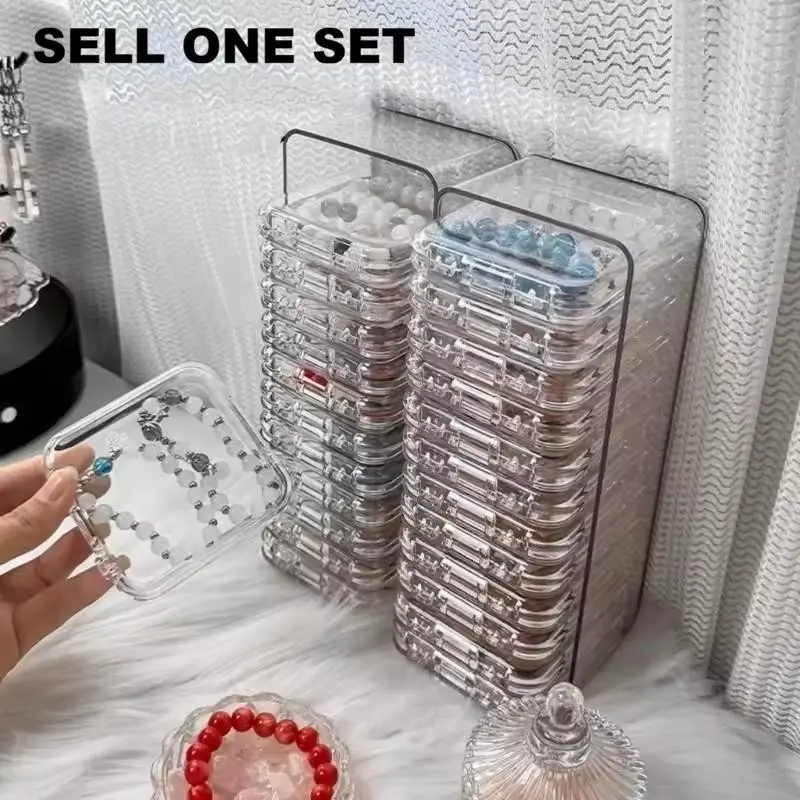 Clear Jewelry Storage Box, 1 Set Multi-functional Portable Organizer Box, Transparent Plastic Storage Box for Home Dormitory Bathroom Office