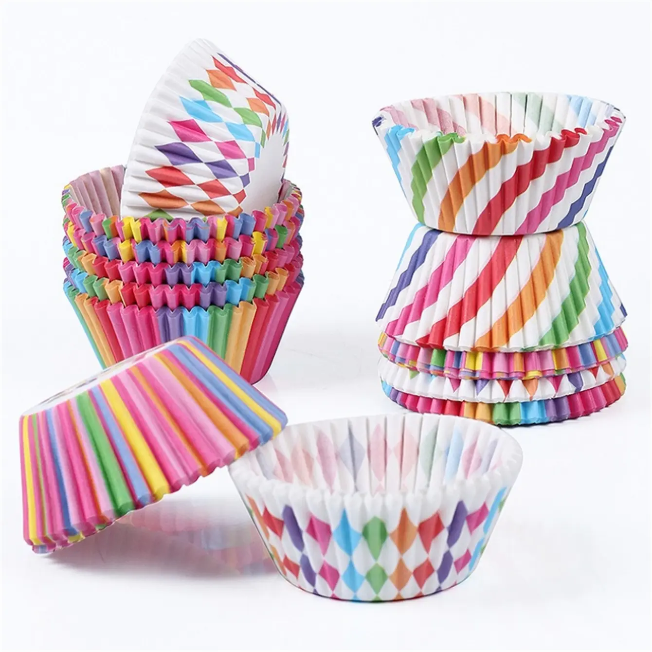 Rainbow Cupcake Liners, Cupcake Wrappers, Oilproof Muffin Liners, Disposable Baking Cups, Packaging for Baking Cupcake & Muffin Cups, Ideal for Cakes & Candies, Perfect for Festivals, Weddings, Valentine's Day & Anniversaries