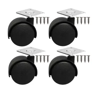 1.5 Inch Caster Wheels   Small Swivel Rollers for Furniture Filing Cabinet Desk Table Drawer Cart Box Shelf, 4 Pack 360  Rolling Top Mounted Screw in Plate Castors