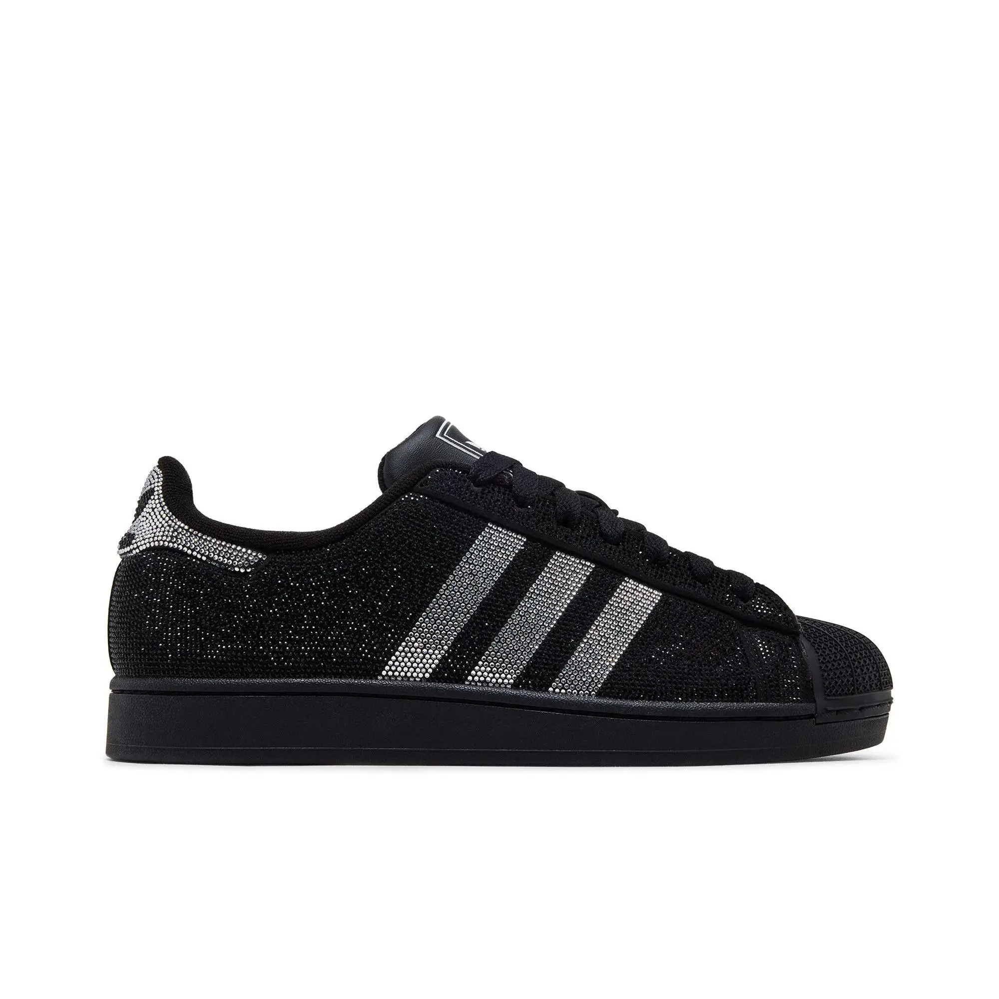 adidas Womens Superstar 2 'Rhinestone Black Silver' (women's sizes) Core Black/Silver Metallic/Off White sneakers IH4200