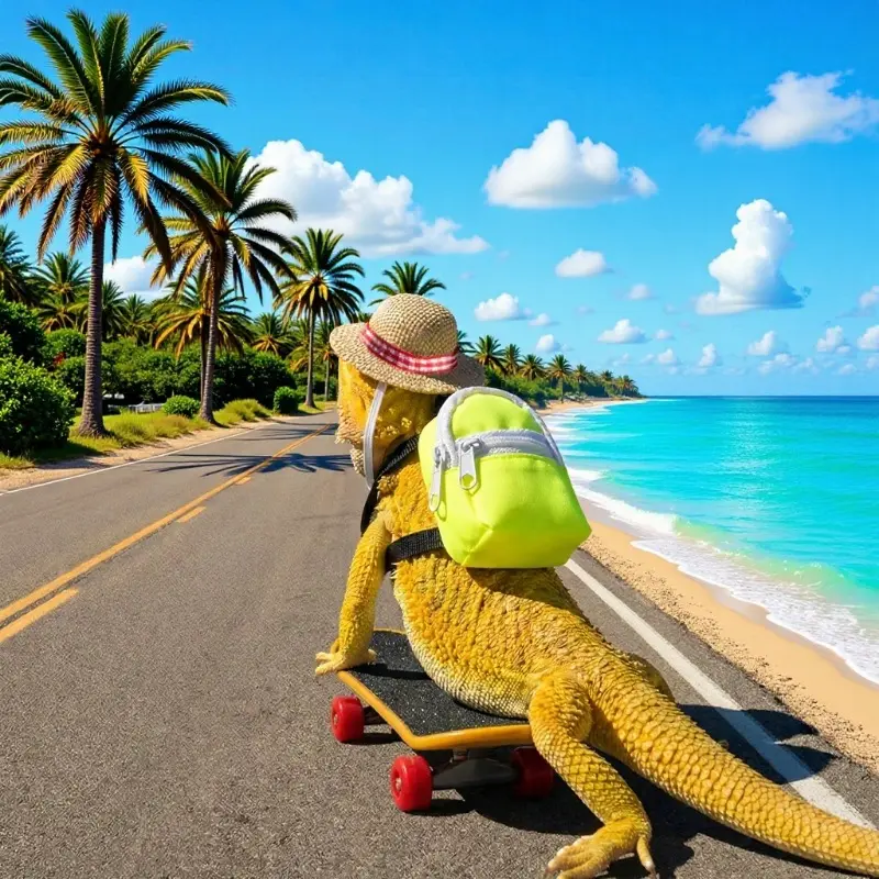 Reptile Pet Supplies Lizard Posing Set - Outdoor Portable Adjustable Hat, Small Backpack, Skateboard, Lizards