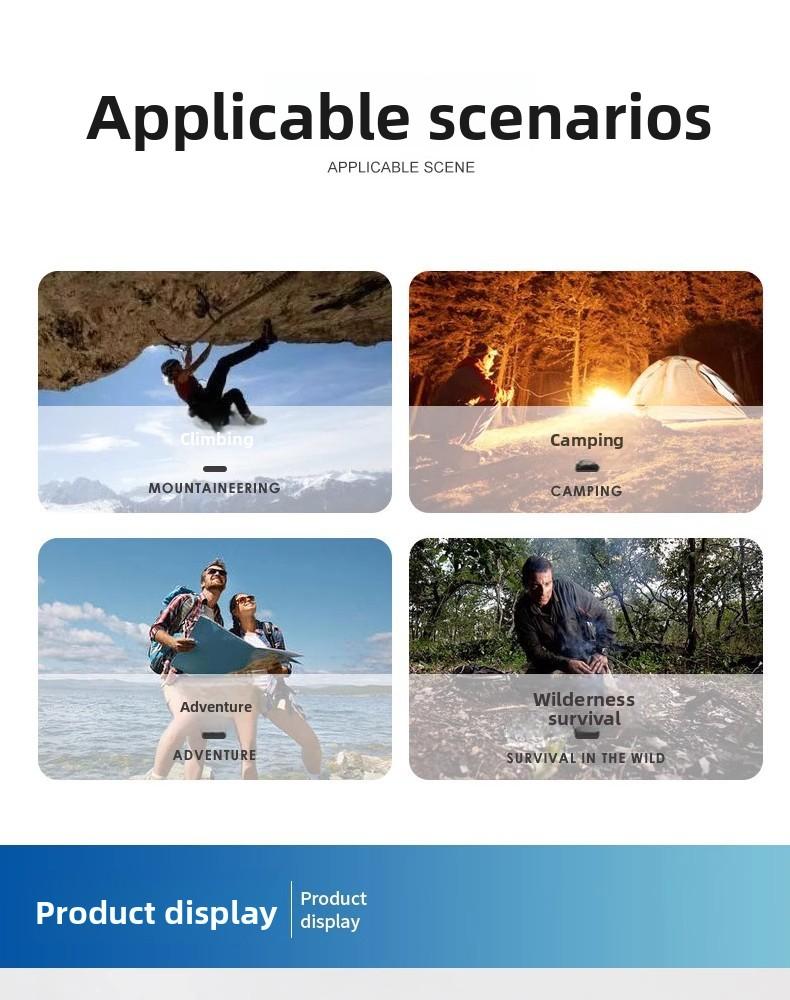 Outdoor Sports Foldable Survival Bracelet Whistle Outdoor Survival Five-in-One Multifunctional Compass Flint Rope Braided Bracelet Camping Pro Off-Road Electric Mountain Bike