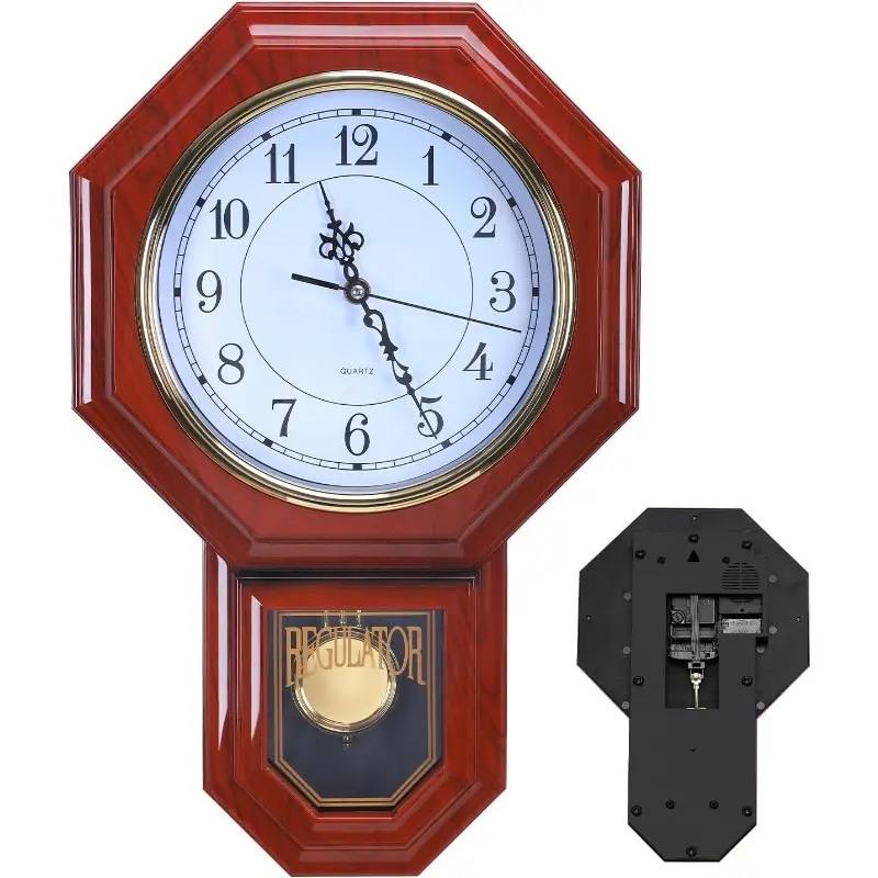 Vintage Stylish Pendulum Wall Clock, Battery Operated Decor Clock for Living Room, Bedroom & Study Room, Home Decor Gift