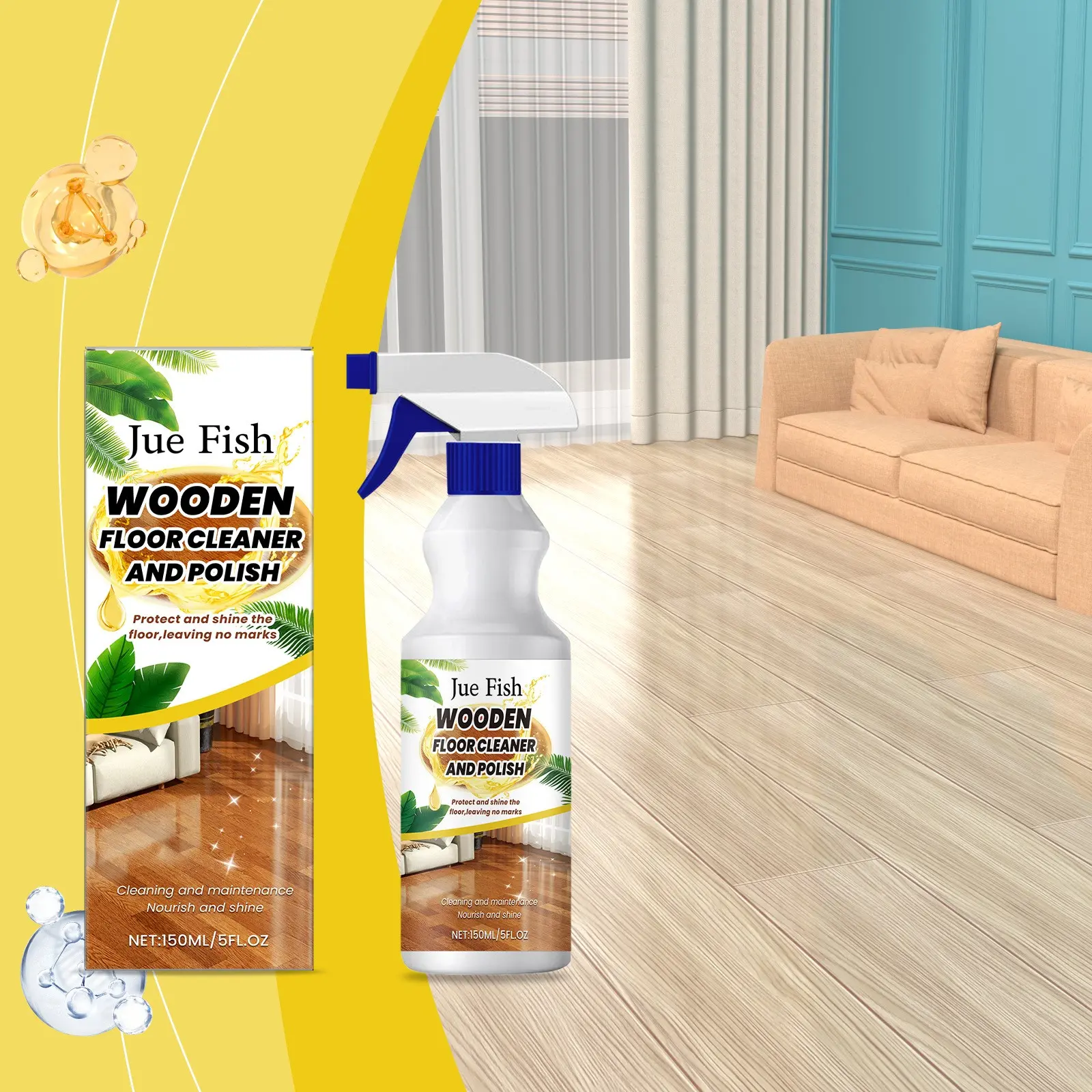 Delight Floor Cleaner,Multi-Purpose Floor Cleaner,Powerful Cleaning Solution,Floor Cleaning Liquid for Wooden Floors,Natural Hardwood Floor Stain Cleaner (1PCS)