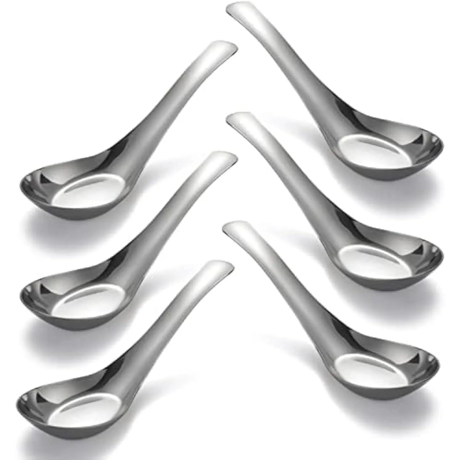 Soup Spoons Stainless Steel Dinner Spoons Set of 6 Chinese Soup Spoon | Mirror Polished  Soup Spoons for Bouillon Dessert Cereal Thai Miso Ramen
