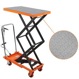 GARVEE Hydraulic Lift Table Cart 330lbs Capacity, 49.6" Lifting Height, Double Scissor, 4 Wheels, Non-Slip Pad, Material Handling