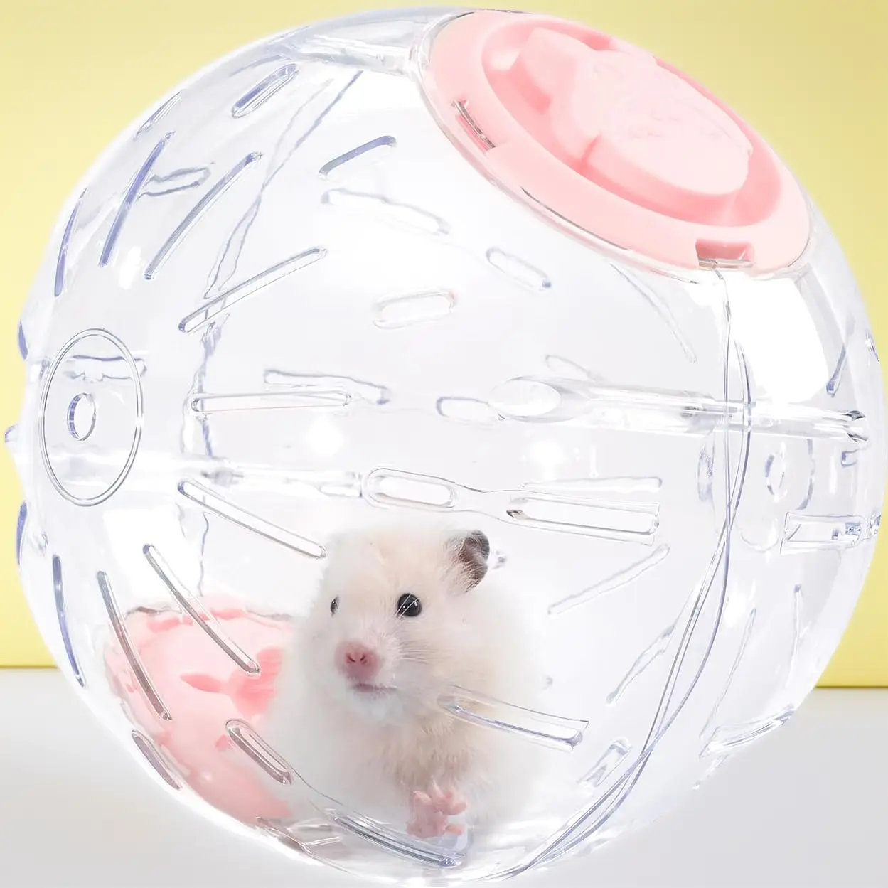 7.9 Inch Hamster Ball, Running Ball Toy, Transparent, Breathable, Reduce Stress, Promote Exercise Health, Easy to Clean, Hamster Accessory, for Syrian Dwarf Hamster, Gerbils, Mice, Small Pets, Pink