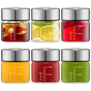 3oz Glass Juice Bottles with  - Leakproof Small Glass Bottles for Juicing, Ginger & Turmeric Shots, Portion Control,  Drinks  The Go 6 Pack