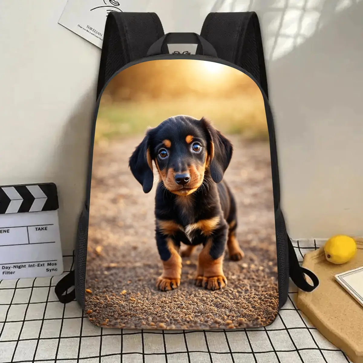 1pc Dachshund 17-inch Laptop Backpack with Water Bottle Holder - Lightweight Durable Casual School & Work Commute Travel Backpack, Adjustable Straps, Vibrant Cartoon Design, Perfect Gift for Birthdays, Mother'S Day, Father'S Day, Valentine'S Day, Thanksgi