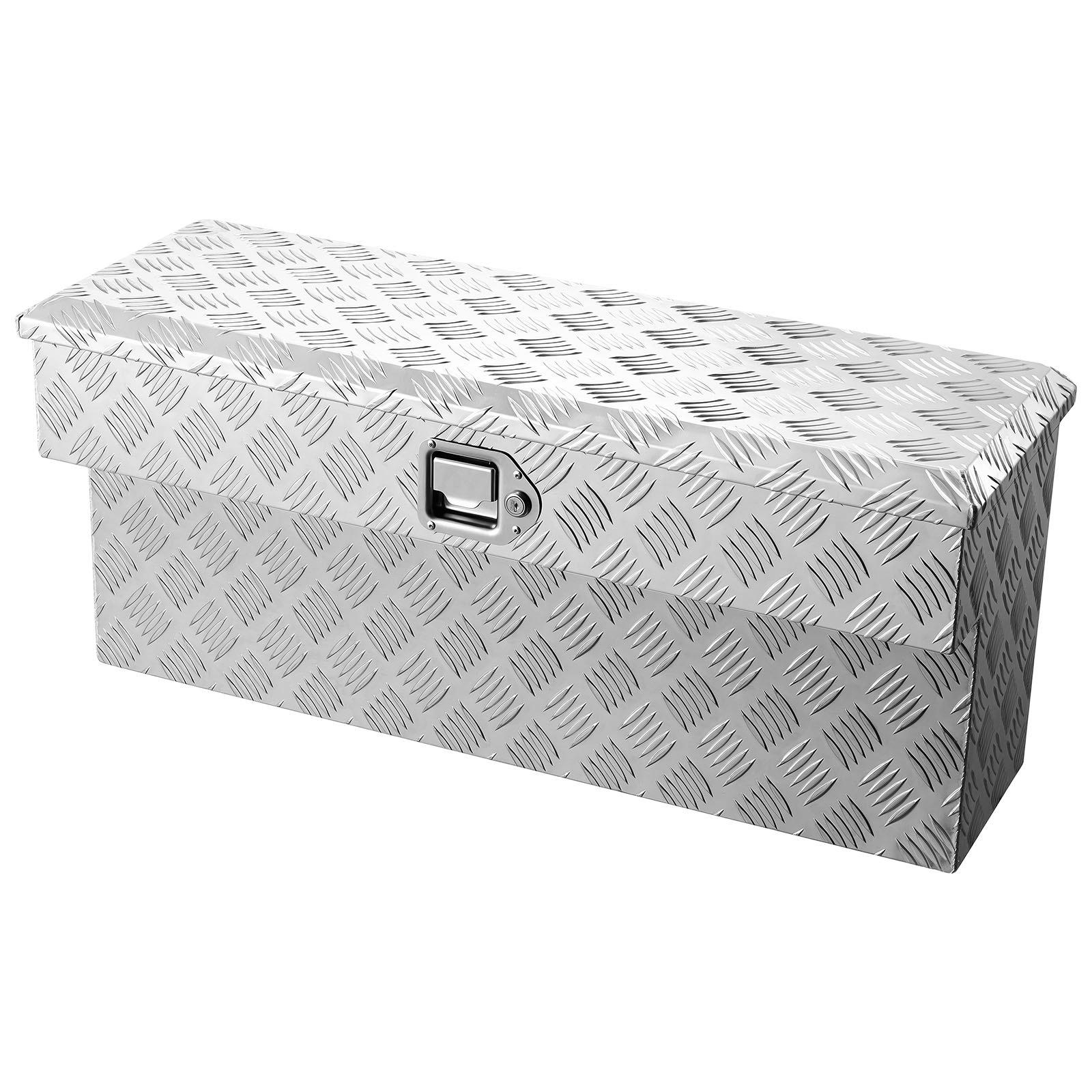 VEVOR Truck Bed Tool Box, Heavy Duty Aluminum Tool Box with Tread Patterns, Storage Toolbox Chest Organizer with Lock and Key, Ideal for Pickup, Truck Bed, RV, Trailer, 34 x 12 x 15.4 in, Silver