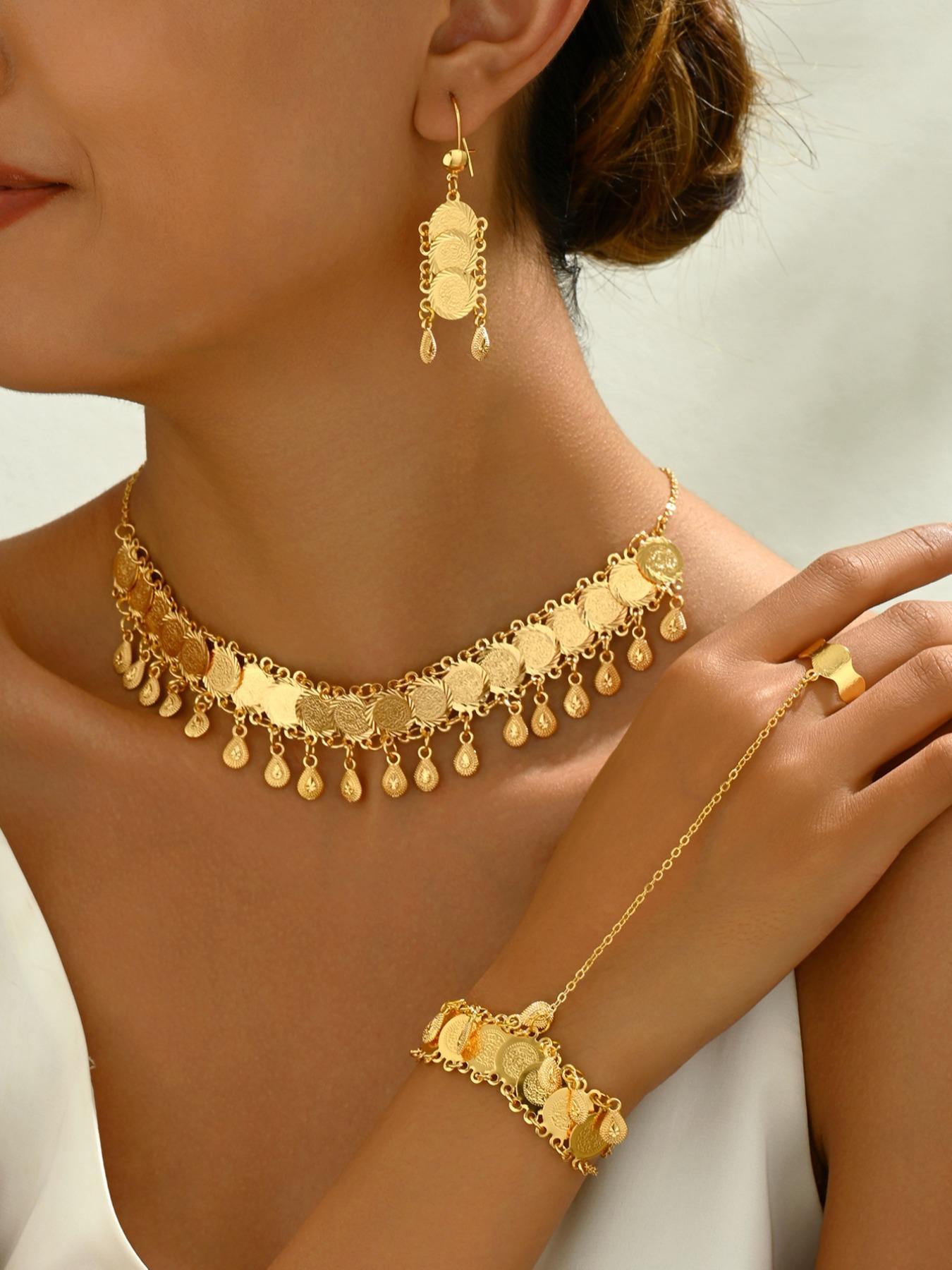 Women's Elegant Fashion Jewelry Set, Casual Trendy Pendant Necklace & Dangle Earrings & Bracelet, Necklace And Earring Set, Necklaces Earrings Set, Fashion Accessories for Party & Daily Clothing Decor, Fashionable Jewelry Set