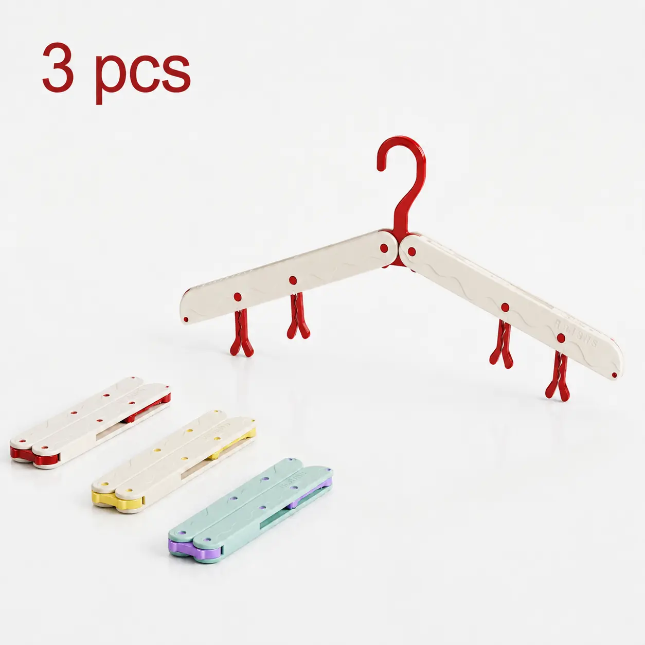 3 PCS Lightweight Foldable Travel Clothes Hangers - No-Mark Non-Scratch Garment Holders, Ultra Compact Space Saver Hangers & Pegs, Wrinkle-Free Packing Accessory for Luggage, Vacation Hotel Use & Closet Storage, Tool