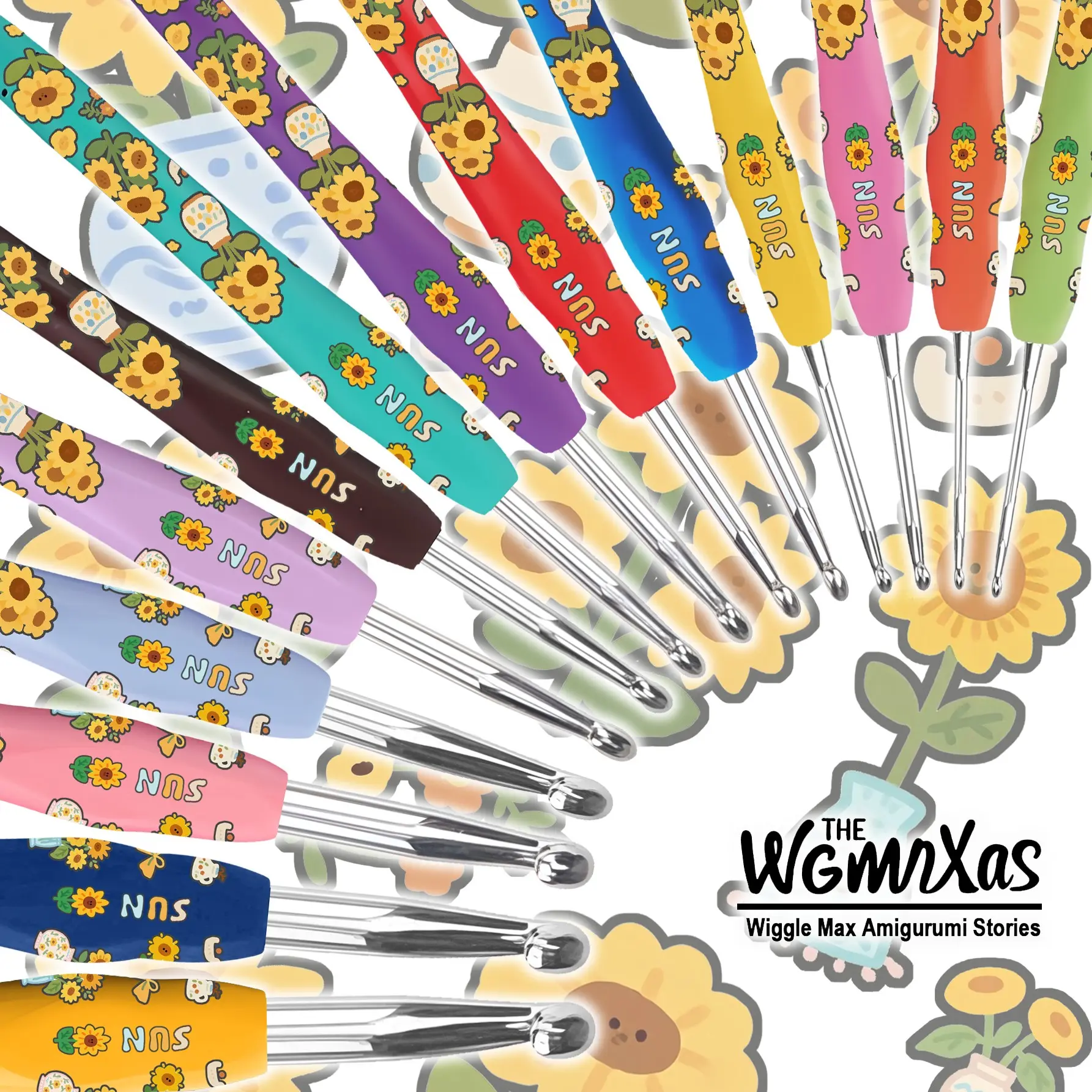 3pcs/4pcs/14pcs Sunflower Pattern Crochet Hooks, Ergonomic Soft Handle, Arthritis Friendly, 2.0mm-10.0mm, Ideal for Knitting Enthusiasts