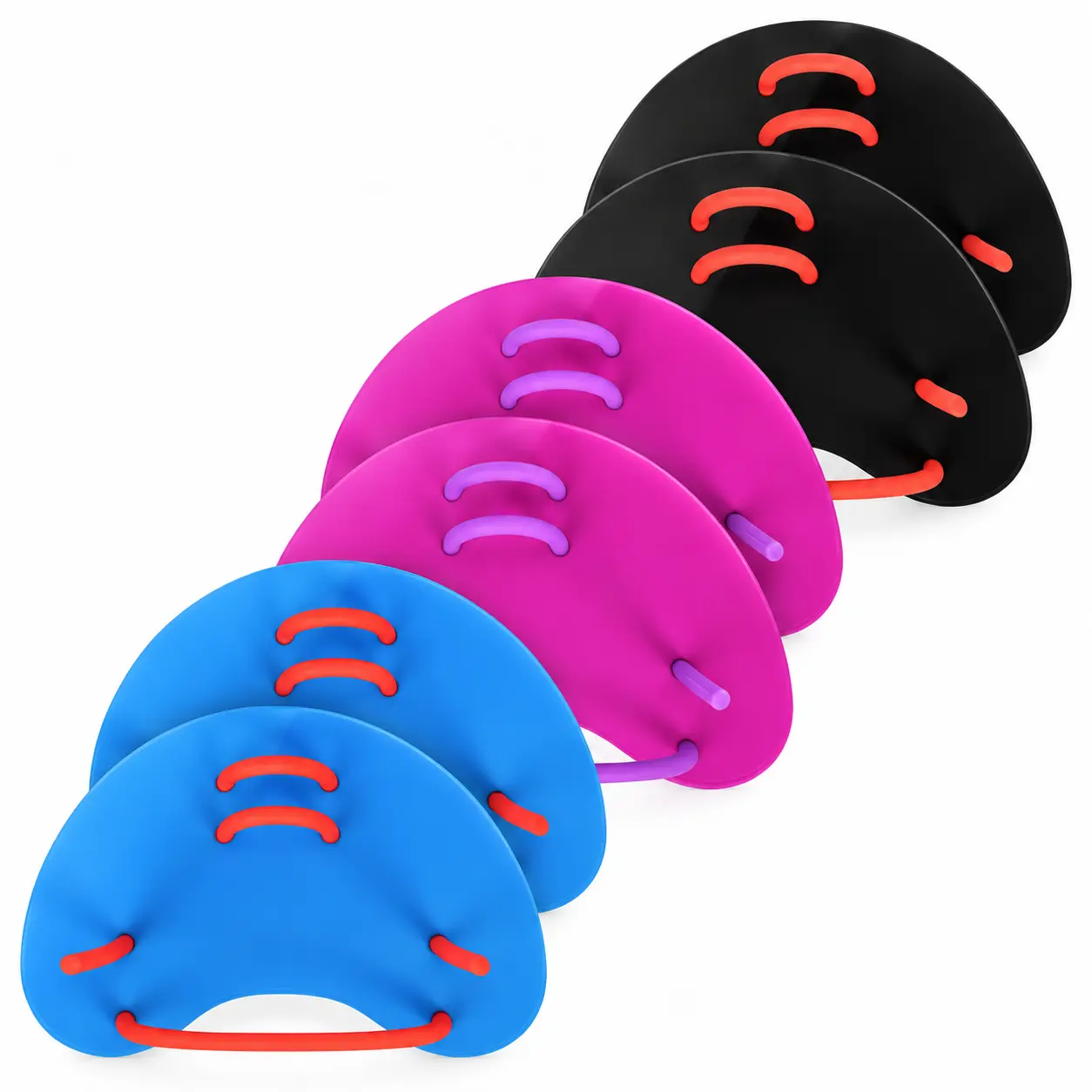 Unisex Swim Training Gloves, Adjustable Half-Palm Webbed Neoprene & Silicone Design for Resistance Building, Technique Development, and Enhanced Propulsion