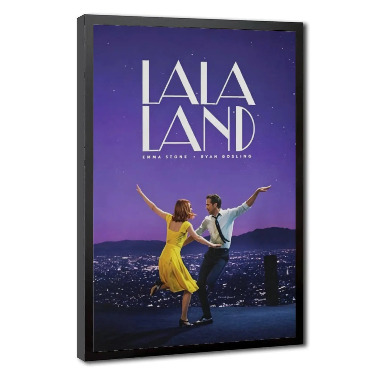 La La Land Movie Poster Canvas Wall Art Set with Metal Hooks, UV-Resistant Romantic Musical Film Print, Vintage Hollywood-Style Minimalist Couple Dance Decor for Bedroom, Living Room