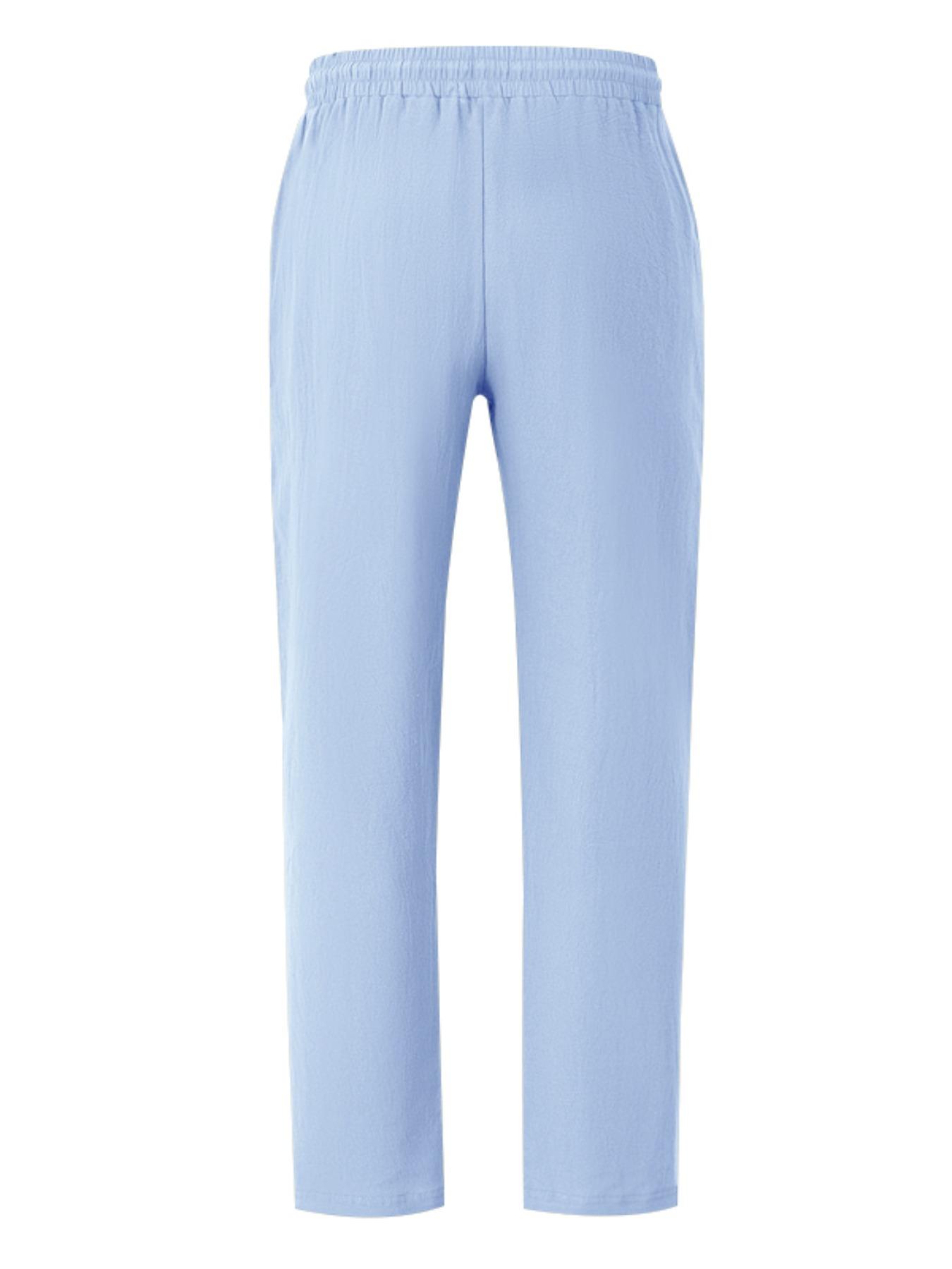 Men's Plain Linen Long Pants, Casual Asymmetrical Design, Elastic Waist, Loose-Fit, S-3xl, Durable & Easy Care, Perfect for Daily Wear Men's Plain Linen Long Pants, Casual Asymmetrical Design, Elastic Waist, Loose-Fit, S-3xl, Durable & Easy Care, Perfect for Daily Wear
