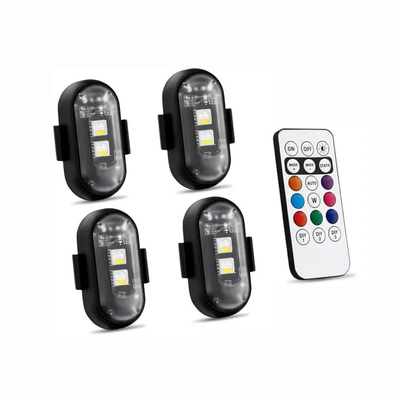 RGB LED strobe light for aircraft, wireless flashing light with remote control for motorcycles and bicycles, multifunctional warning lights for bicycles and cars