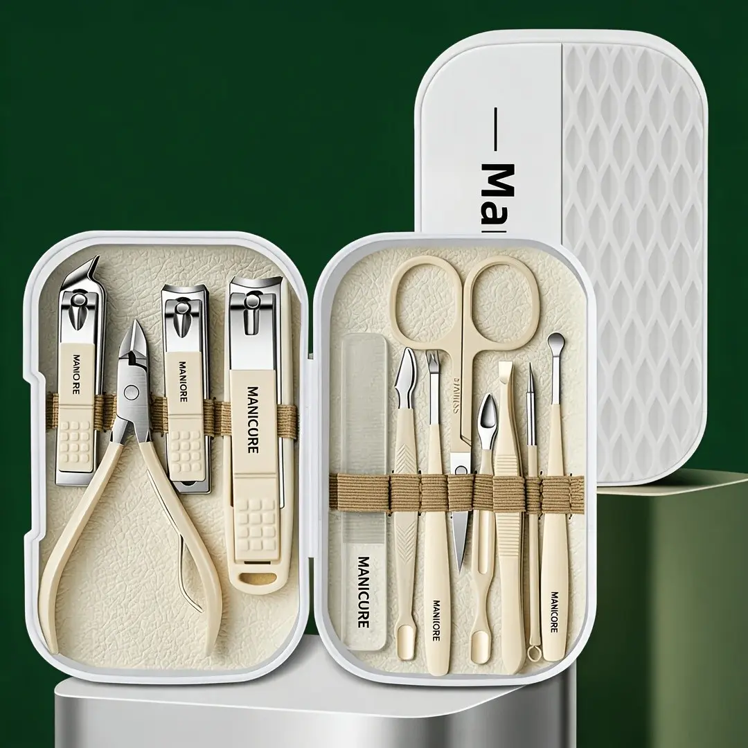 Professional Nail Care Kit, 12-Piece Stainless Steel Nail Tools Set, Ergonomic Design, Includes Cuticle Nippers, Travel & Daily Use, for Men & Women