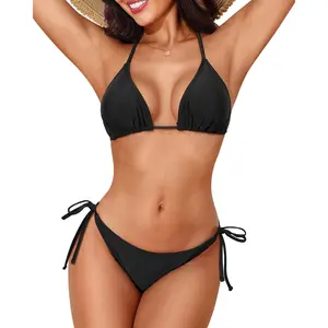 Holipick Two Piece Bikini Sets for Women String Bathing Suit Halter Top with Side Tie Bikini Bottom  SwimWeek  summervibes