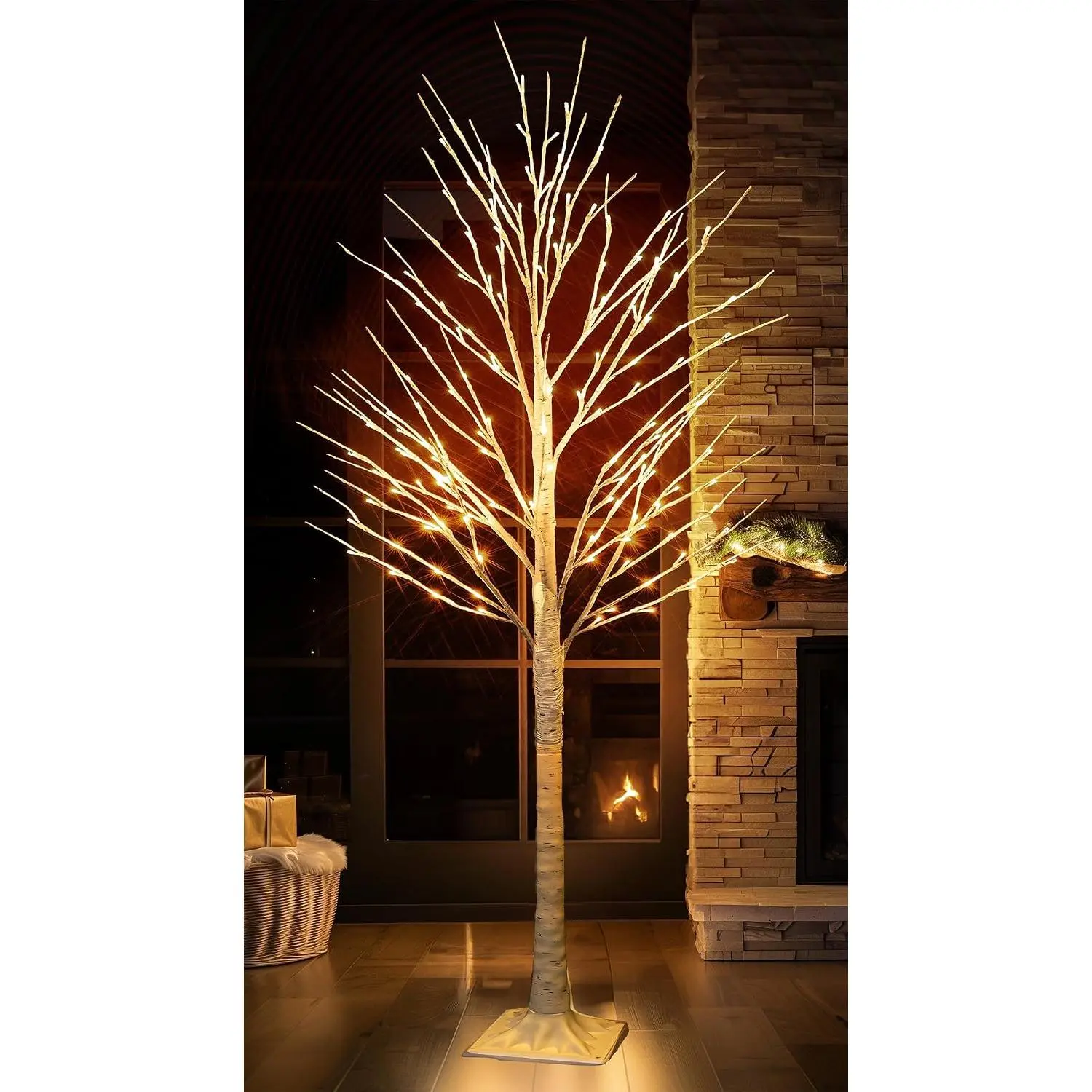 144 LED Lighted Birch Tree, 6 FT Pre-lit Artificial Christmas Trees for Thanksgiving Christmas Decorations Indoor  Bedroom Outdoor Festival Wedding Party, Warm White