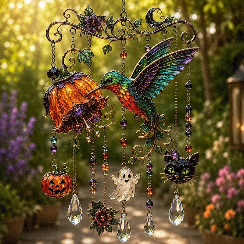 Halloween Suncatcher Wind Chime, Festive Halloween Decoration, Sun Catcher Bell, Perfect for Outdoor and Indoor Use, Adds Charm to Your Home Decor