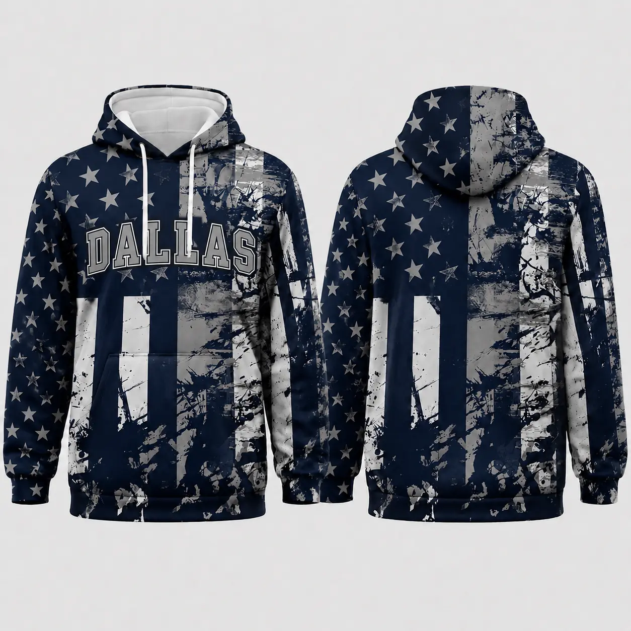 US Flag All Team Football Graphic Hoodie, Vintage Star‑Stripes All‑Over Print Hoodie, Casual Game Day Streetwear Top for Men Women, Gift for Football Fans