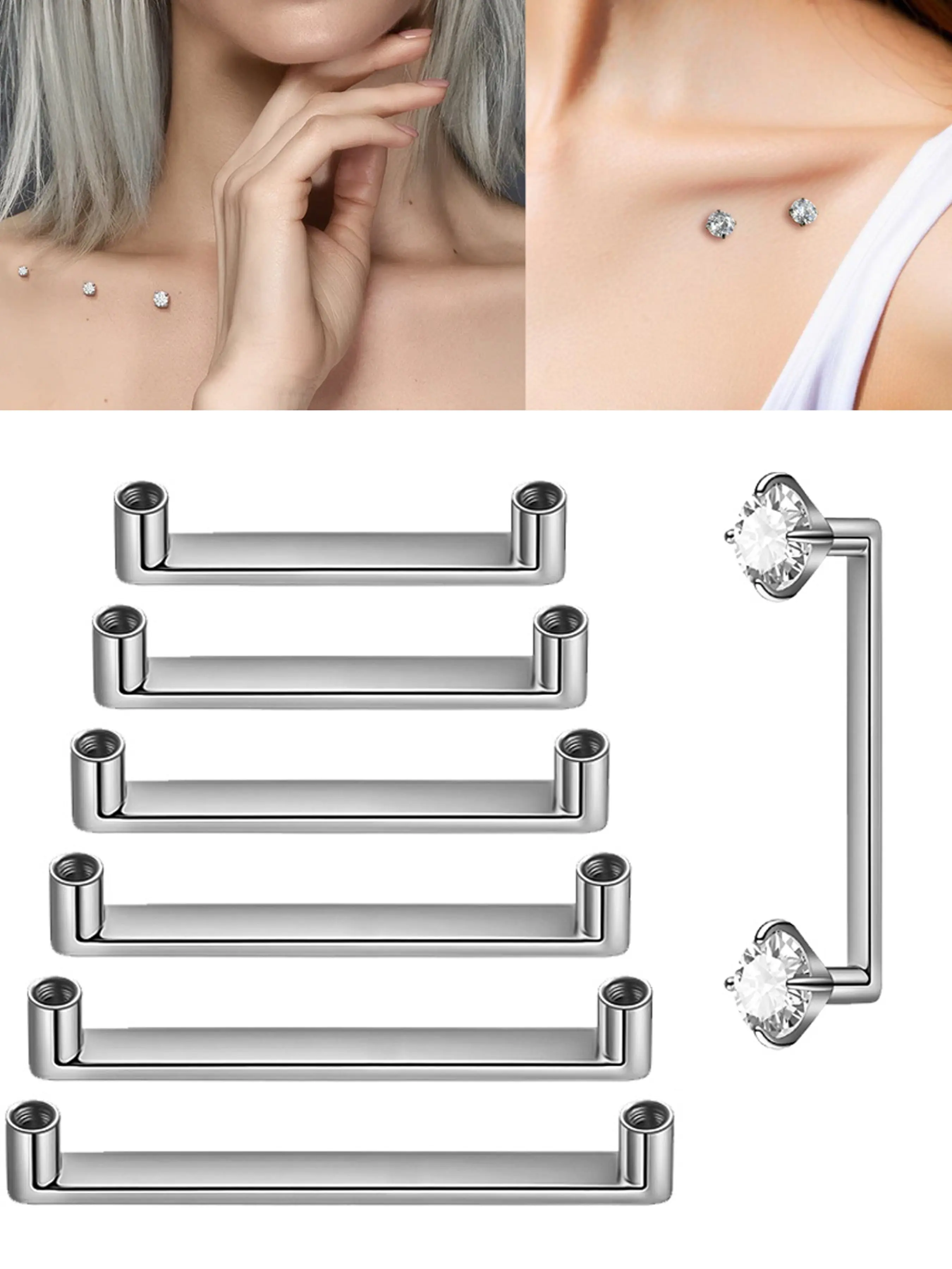 G23 Titanium Dermal Anchor Barbell Micro Dermal Anchor Bar Surface Piercings Internal Thread Skin Diver Piercing Jewelry 16G
