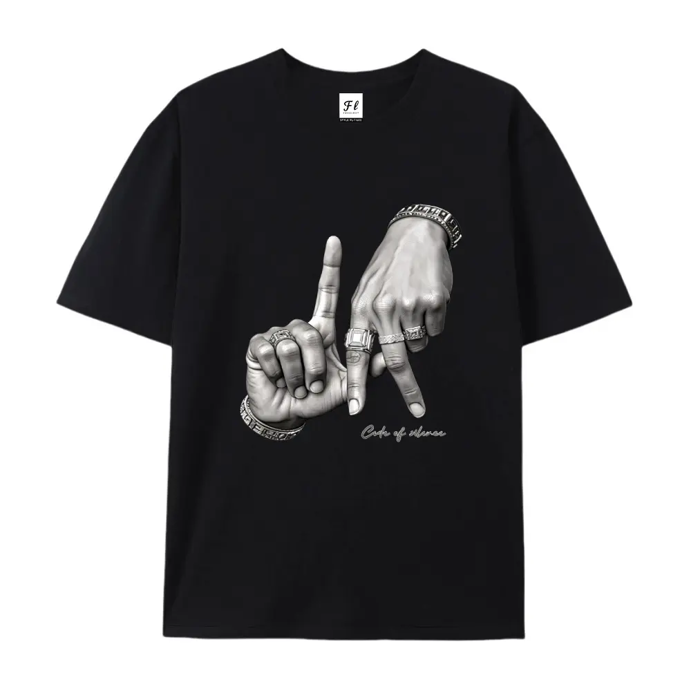 Manfinity EMRG Los Angeles LA Hand GestureLogo Print Street Style Casual Black Crew Neck Short T-Shirt Streetwear For Men