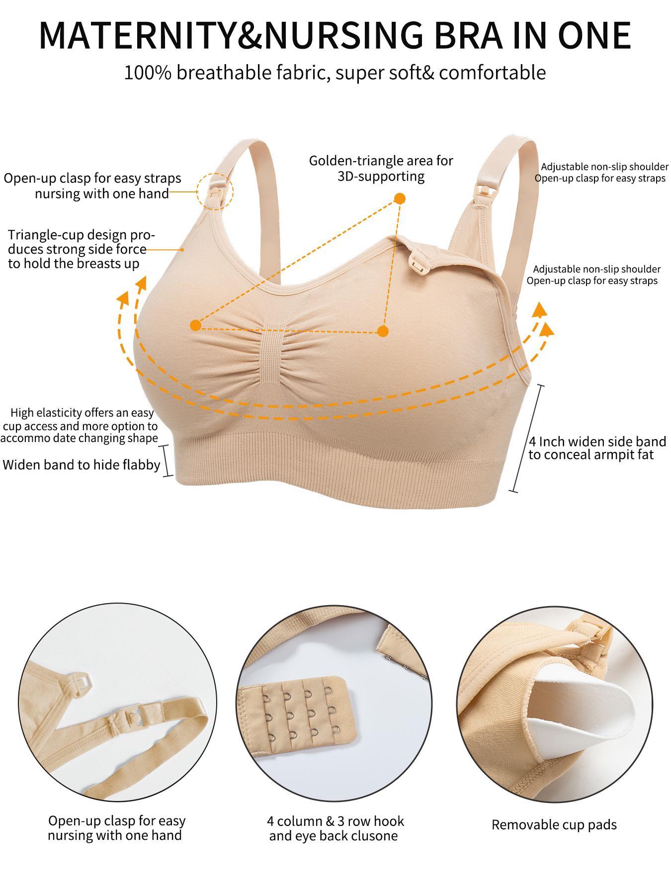 Maternity Solid Ruched Nursing Bra, Lingerie for Breastfeeding, Maternity Lingerie for Everyday Wear