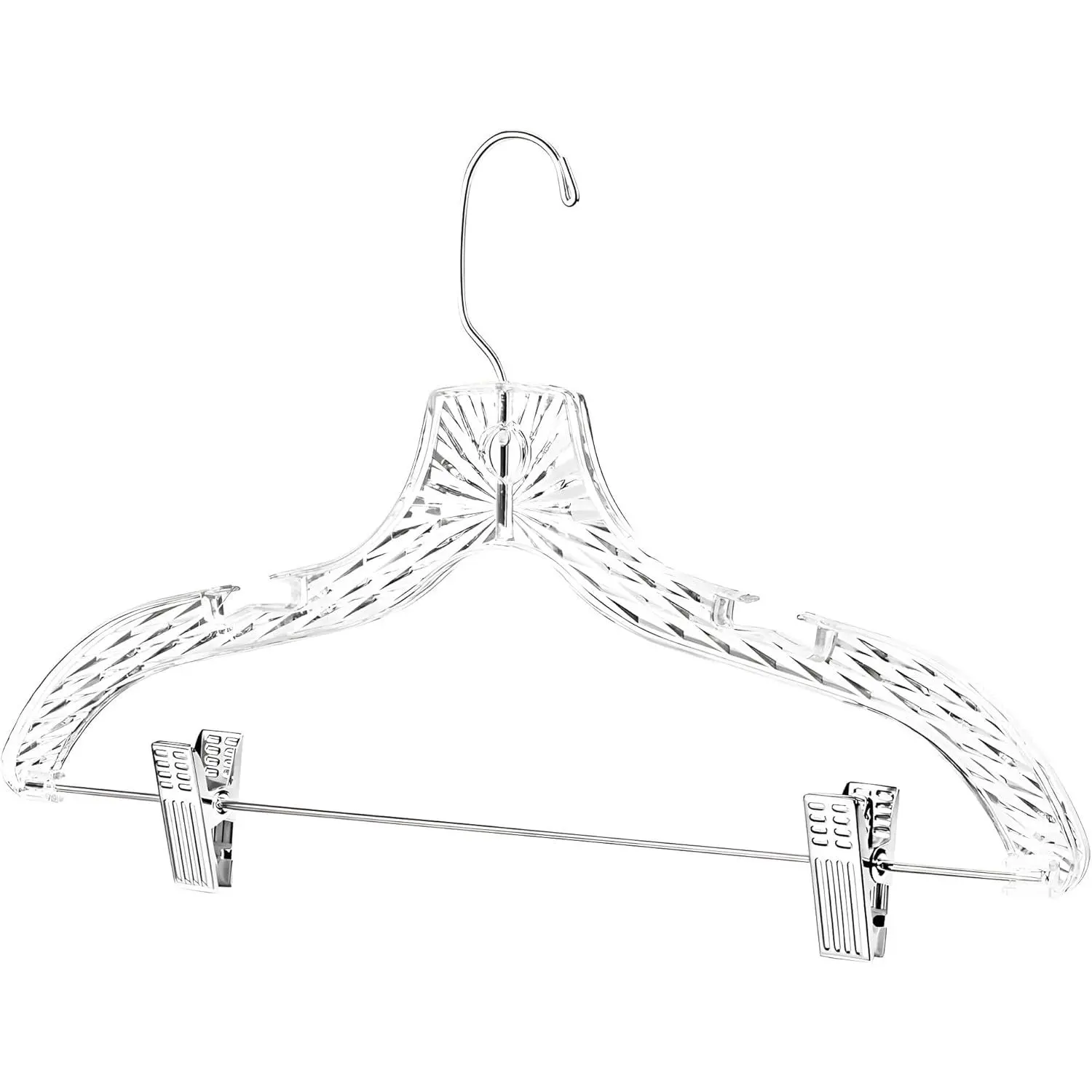 Clothes Hangers with Clips Plastic Set of 12 Pack Heavy Duty Hangers Dresses, T-Shirts Shirt Suit Hangers for Closet Organization Crystal Clear Hanger Pants Skirt Hanger Women and Men
