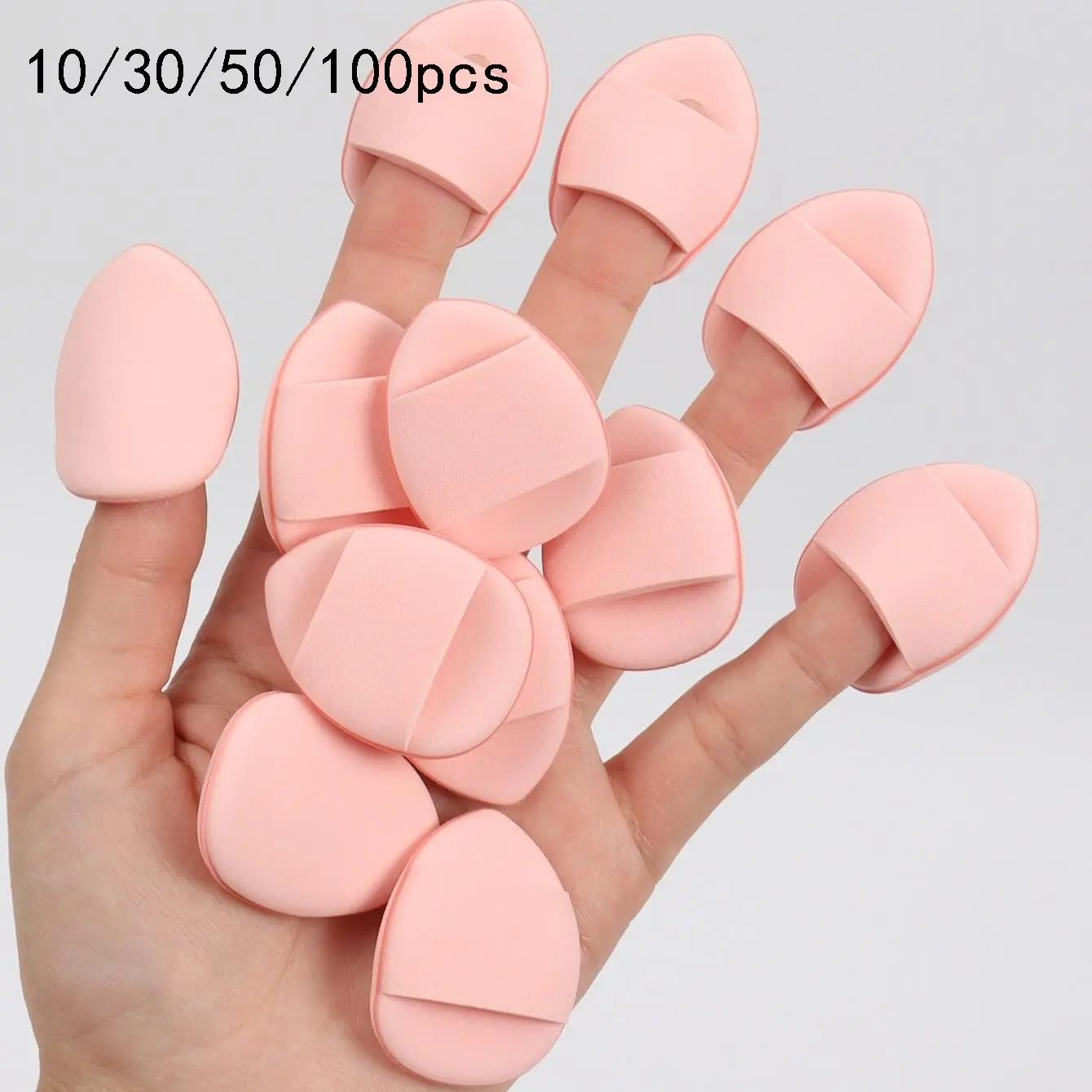 Finger Puff Set 10-30-50-100 Pieces, Makeup Puffs, Cosmetics, Beauty, Latex-Free Mixed Sponge for Liquid Foundation, Concealer, Suitable for All Skin Types