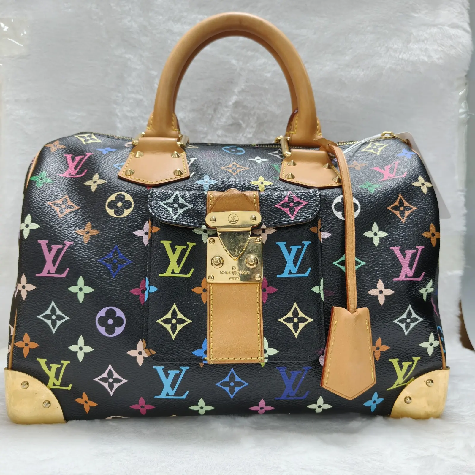 Pre-owned Louis Vuitton Takashi Murakami Speedy 30 Boston Fashion Crossbody Purse, Model X486, Date 26.06.03