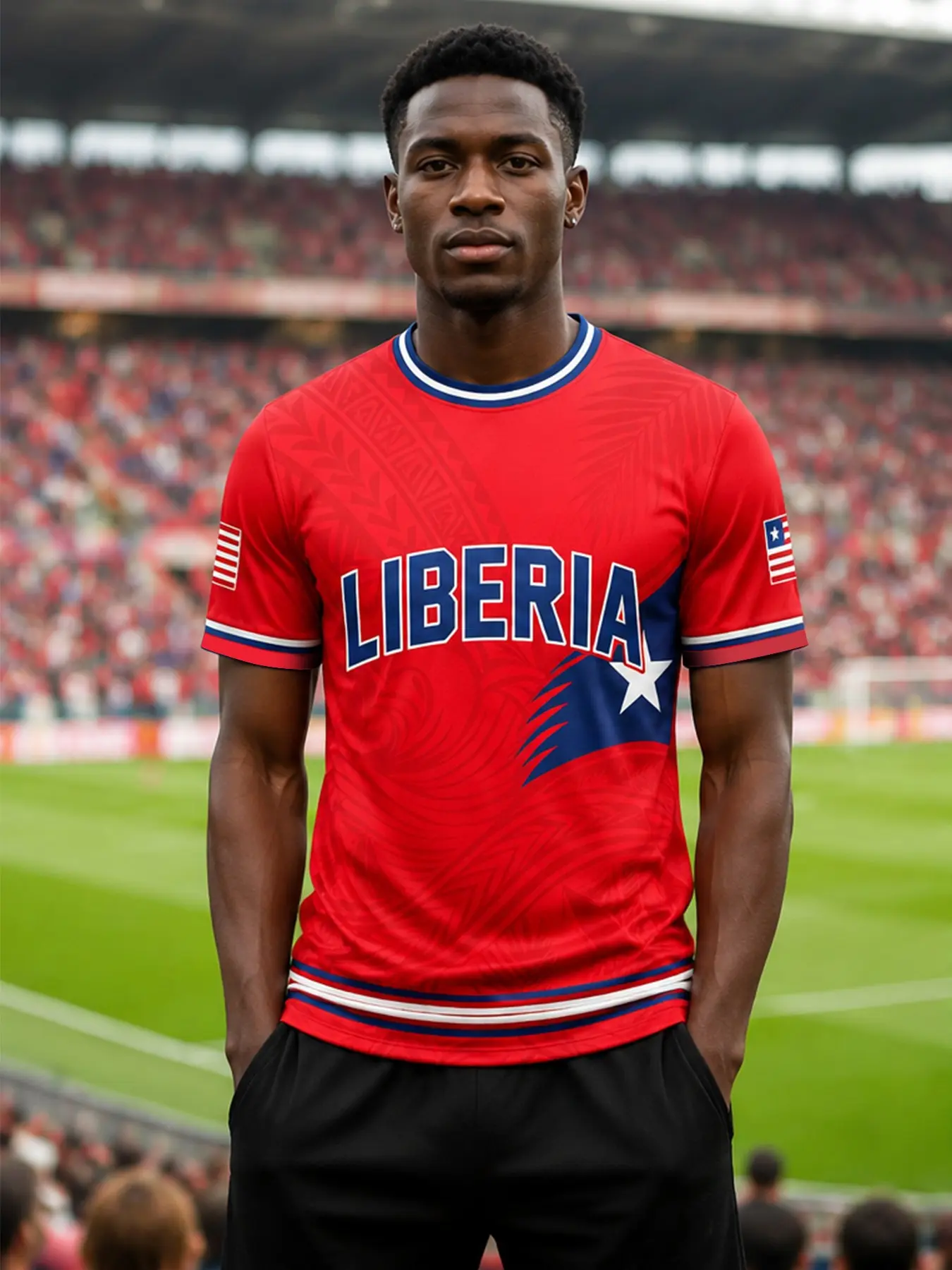 Liberia Football Jersey, Slim-Fit Breathable Soccer Training Top, Lightweight Sporty T-Shirt, Great Fan Gift, Soccer Jerseys, Sports Tops, All Seasons