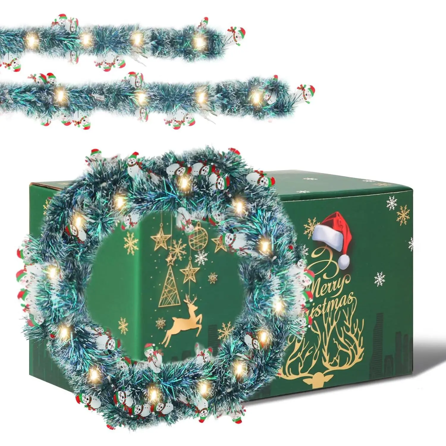 Christmas Decorations, 16 ft Christmas Tinsel Garland, Metallic Shiny Party Tinsel Garland for Christmas Tree, Staircase Railing  Year Holiday Party Indoor Outdoor Decorations