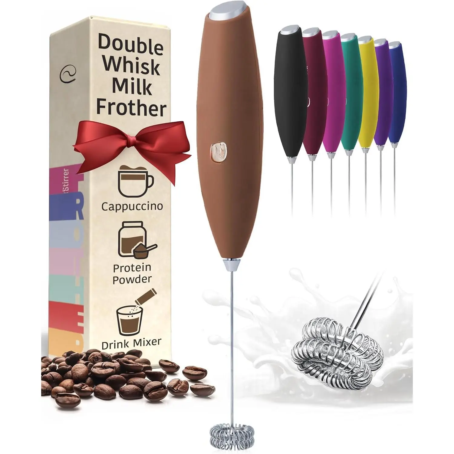 Milk Frother Wand - Easy to Use Handheld Electric Stirrer for  Drinks, Durable &  Coffee Whisk &  Mixer Wand, Hand Frother, Coffee Stirrers Electric (Mocha)