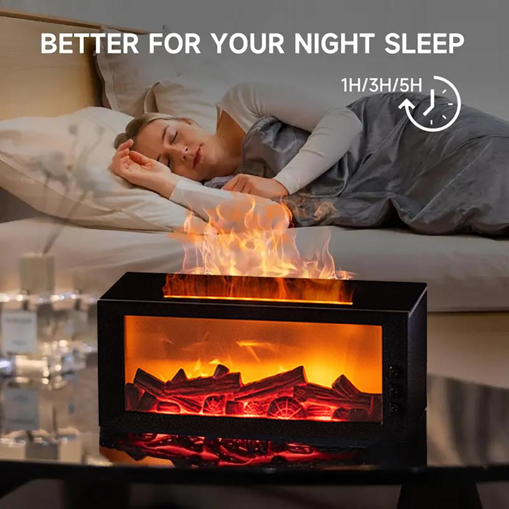 300ml Colorful Fireplace Flame Humidifier Aromatherapy Diffuser with Remote and Timer for Home and Office fire diffuser aroma diffuser humidifier humidifier purifier bourbon  humidifier whisker  humidifier