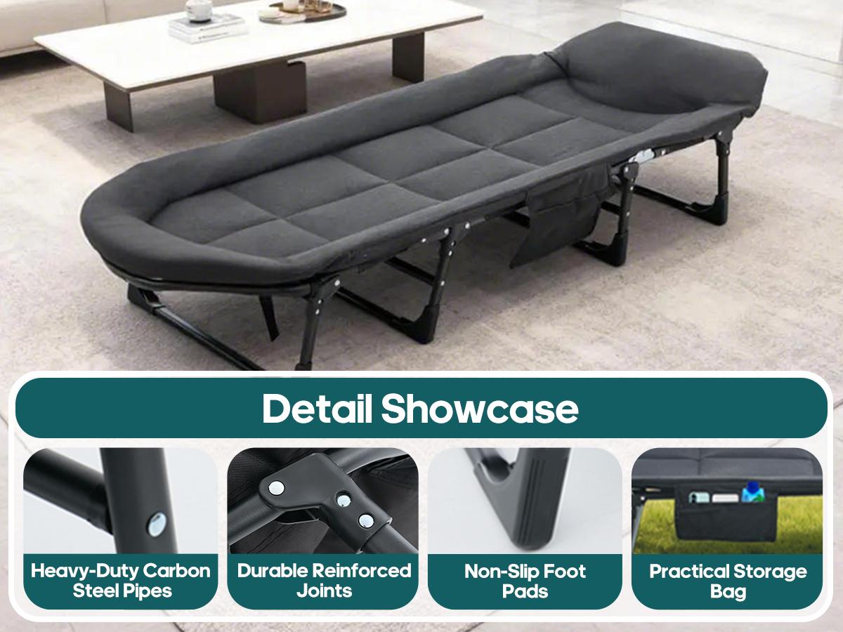 Multi-Use Folding Cot - Adjustable Bed for Office Nap, Camping & Outdoor, Lightweight with Carry Bag
