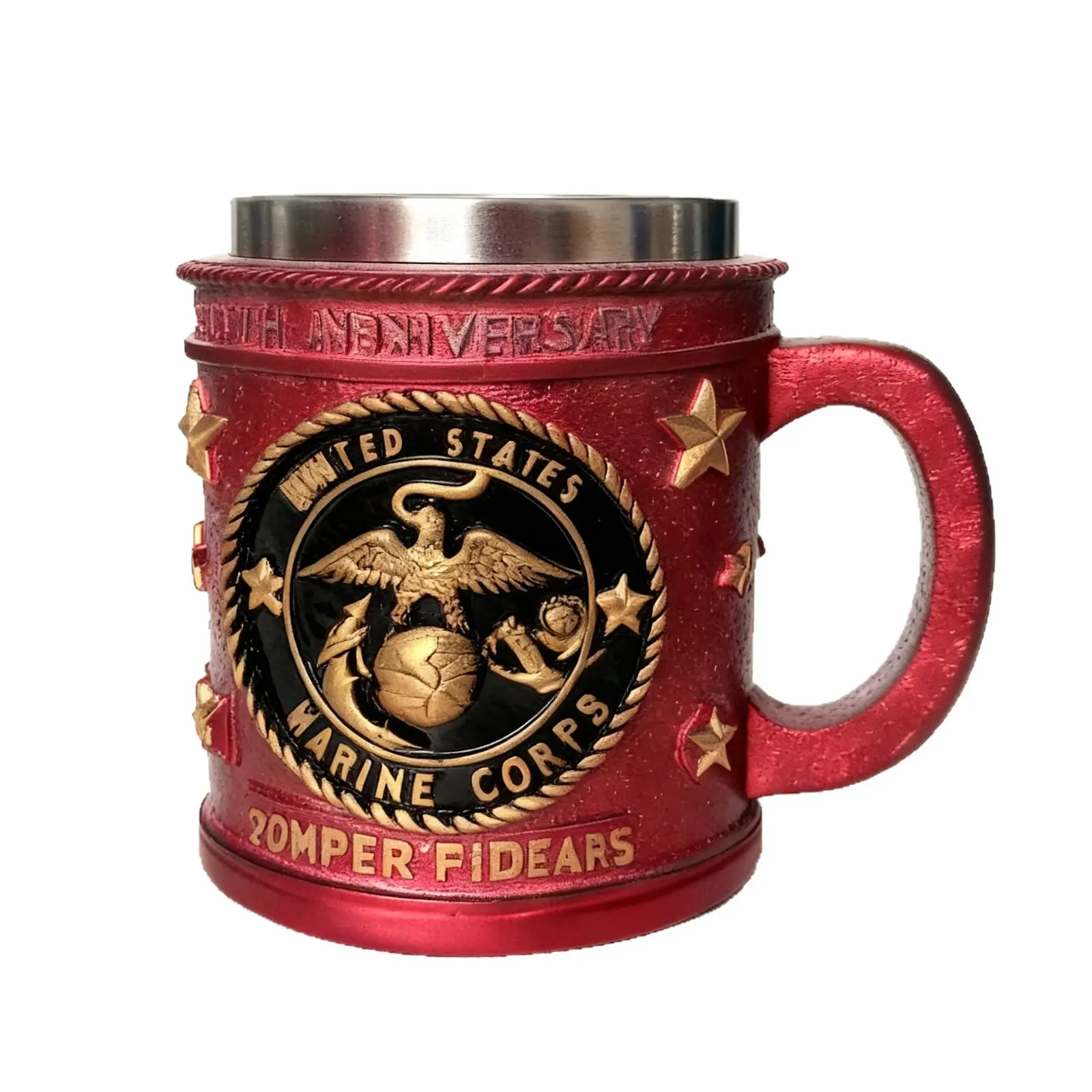 Vintage 3D Embossed Navy Anchor Resin Mug - Sturdy Stein-Shape Nautical Drinkware with Embossed Details, Anchor Design Mug, Generous Size Military Souvenir Maritime Gift for Coffee, Tea