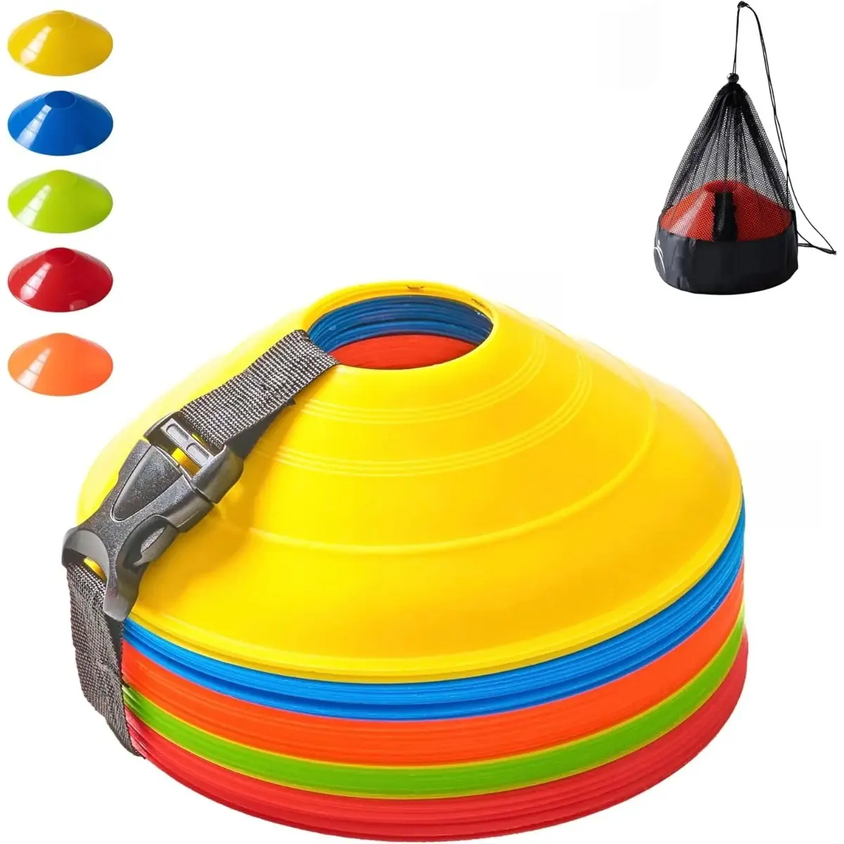 25PCS Unisex Bright Sports Cones Set - Durable Polypropylene Cones with Mesh Bag, Carry Strap for Agility Drills, Fitness, Athletic, Target Practice, Resists Fading, Mini, Youth, Cones For Sports Training